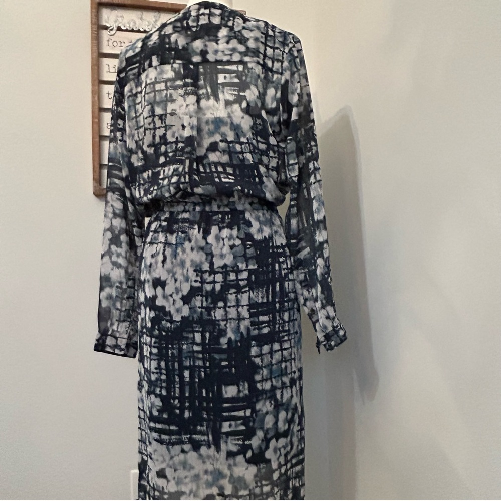 Banana Republic Dress Shear Overlay w/Slip Cinch Tie Waist Hidden Pockets Medium - Picture 7 of 15